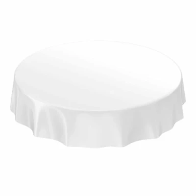 Image of Beautex Oil Cloth Table By the Metre, White Smooth Oilcloth Tablecloth, Washable, PVC, Rund 140cm