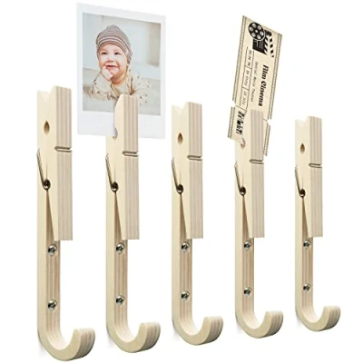 Image of Molu Soul 5 Kids Coat Hooks Wall Mounted Bamboo Childrens Wooden for Premium Pegs Boys &amp; Girls