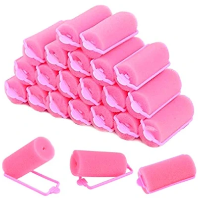 Image of 30 Pieces Foam Sponge Hair Rollers Pink Soft Curlers Do Not Hurt DIY Styling Hairdressing Tools for Women and Kids (25 mm)