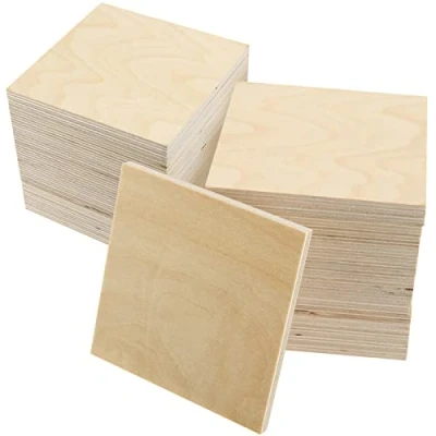 Image of SINJEUN 30 Pack Unfinished Square Plywood Wood 4 x Inch, 6 mm Thick Discs Blank square, Wooden Cutouts for Crafts, DIY Projects, Door Hangers, Signs, Christmas Decor