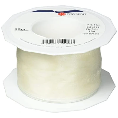 Image of C.E. Pattberg Präsent Four Seasons Organza wired edge Ribbon Cream 60 mm width, 25 m length