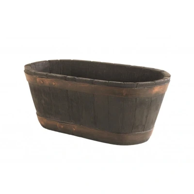 Image of 2 x Oblong Oak Barrel Planter