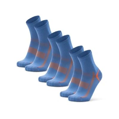 Image of DANISH ENDURANCE Athletic Sports Socks, Light Weight, Breathable Trainer Gym Men &amp; Women, Quarter Length, 3 Pack, Blue/Orange, 5