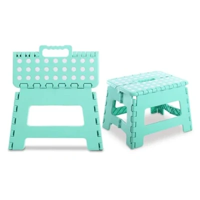 Image of Folding Step Stool Multi Purpose Foldable for Home &amp; Kitchen 100kg Capacity Anti Slip Surface Lightweight Portable Easy Storage Stepstool (White, Medium)