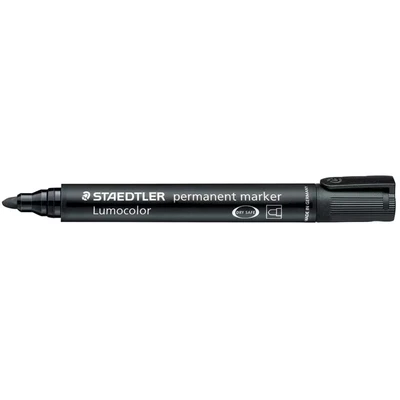 Image of STAEDTLER Lumocolor Bullet Tip Permanent Marker, Black, Pack of 10