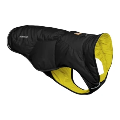 Image of RUFFWEAR Quinzee XXSmall Dog Rain Jacket, Insulated All Weather Coat, Water Resistant Lightweight Vest Overcoat &amp; Stuff Sack Carry Bag, Size XXS, Obsidian Black