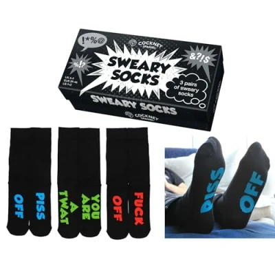 Image of Cockney Spaniel Novelty Gift for Men, 3 Pairs of Crew Socks, Size: UK 6 11 (EUR 39 46), Fun and Quirky Men (UK, Alpha, One Size, Regular, Weary Socks)