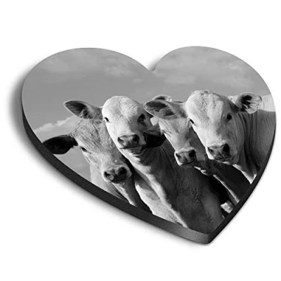 Image of 1 x Heart MDF Magnets Cows Farm Animal Cattle Cow 40933