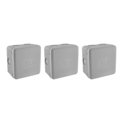Image of DEBFLEX 718813 Electrical Outdoor Waterproof Set of 3 IP54 Junction Boxes 85 x cm, Grey, mm