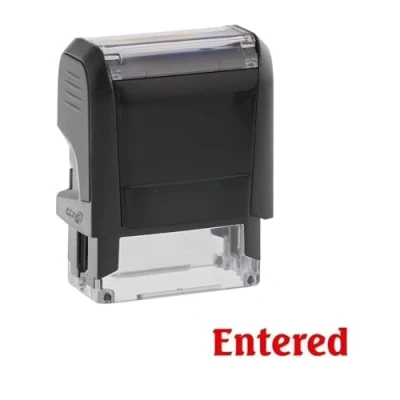 Image of Entered Stamp Self Inking Red Ink Stamper 24 x 7mm