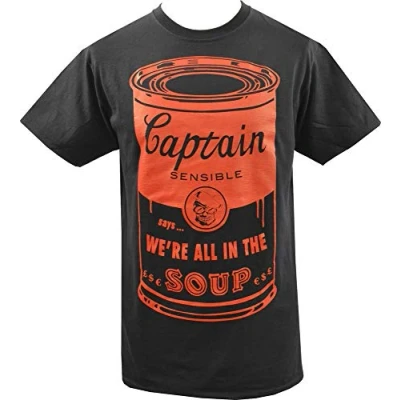 Image of HPC Captain Sensible Mens Punk T Shirt Soup Pop Art 1977 Rocker The Damned Black L