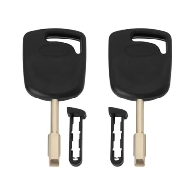 Image of VGOL 2pcs FO21 Transponder Key Black Remote Blade Automobile Fob Compatible with Ford Escort Fiesta Mondeo Transit