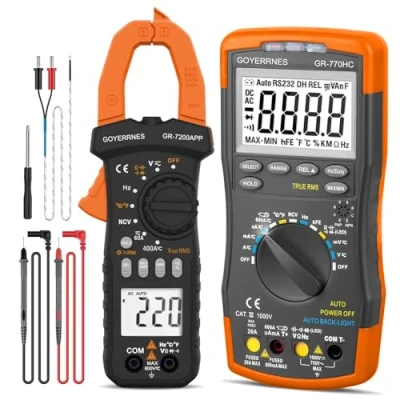 Image of Digital Multimeter TRMS 6000 Counts AC DC Amp Meter Non Contact Car Ranging with Mobile App Measures Precise Volt Resistance Diodes Continuity Duty Cycle Capacity Temperature