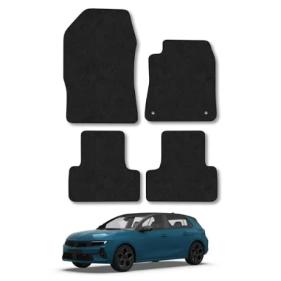 Image of Car Mats Compatible with Vauxhall Astra L (2022 ) Tailored Fit Black Carpet Floor Set Accessory Custom 4 Pieces Anti Slip Backing &amp; Binding Trim Edge
