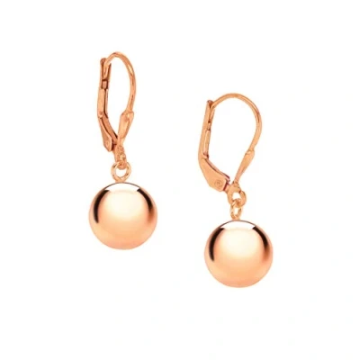 Image of Tuscany Silver Women&#039;s Sterling Rose Gold Plated 10mm Ball Drop Earrings
