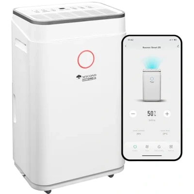 Image of Dehumidifier MYCOND Roomer 25L/Day Smart dehumidifier, Quiet Operation ≤45dB, Wi Fi Control, 6.5L Tank, Continuous Drainage, Ideal for Home, Bedroom &amp; Basement