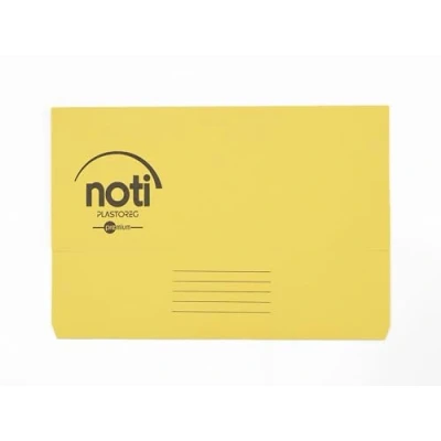Image of Noti Premium Document Wallet Foolscap, 100% Recycled Paper, 285gsm Manilla, Yellow, Pack 25