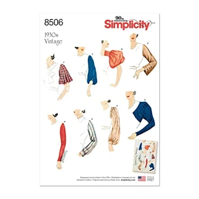 Image of Simplicity Pattern 8506 A (10 12 14 16 18 20 22) Misses&#039; Vintage Set of Sleeves, Paper, White, 22 x 15 1 cm