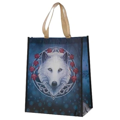 Image of Puckator Lisa Parker Guardian of the Fall Wolf Reusable Shopping Bag Shoulder Bags Handbags for Women Canvas Tote Hand Large Ladies Aesthetic Stuff Big Foldaway