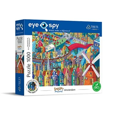 Image of Trefl EYE SPY Amsterdam Netherlands Sneaky Peekers 1000 Piece Jigsaw Puzzles for Adults &amp; Kids Aged 12+ UFT Connectable Puzzle Find The Hilarious Scenes