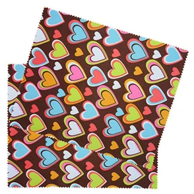 Image of 2 Pack Hearts On Chocolate Microfibre Glasses Lens Cleaning Cloth