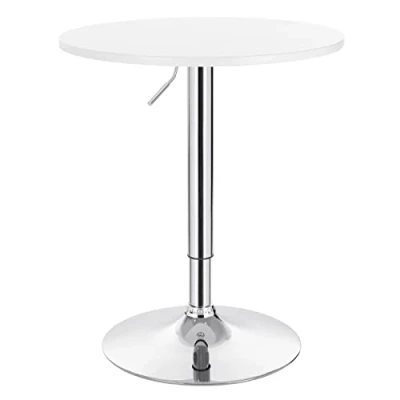 Image of WOLTU Bar Table Swivel, Height Adjustable Round Counter 68 88cm, MDF, White, BT02ws