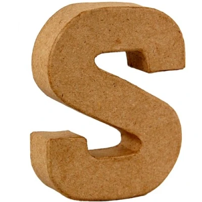 Image of Country Love Crafts 4 inch/ 10cm 3D Letter S Papier Mache, Beige