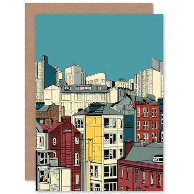 Image of Artery8 Manchester City Architecture Styles Cityscape Travel Birthday Sealed Greeting Card Plus Envelope Blank inside