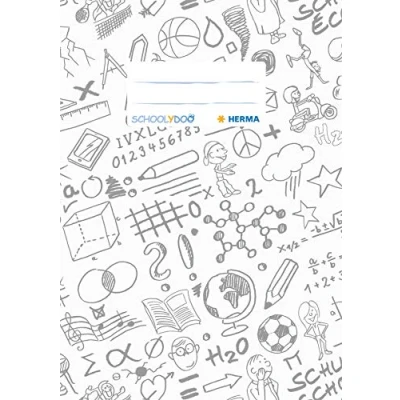 Image of HERMA Exercise Book Cover A5 SCHOOLYDOO Design, with Inscription Label, Made of wipeable and Sturdy Plastic, Slip on Jackets for School, White
