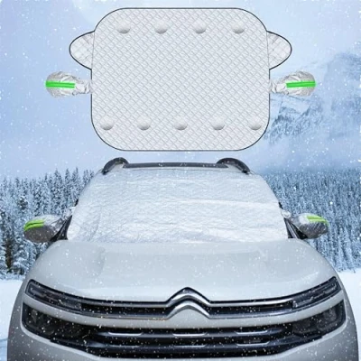 Image of Linarun Car Windscreen Cover for Winter Magnetic Frost Protector Heavy Duty Thick Windshield Snow Screen Ice Wiper &amp; Mirror Protector, Sun UV Covers Cars, SUV, Van