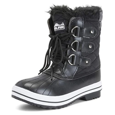 Image of Womens Snow Boot Nylon Short Winter Rain Warm Waterproof Boots Black 4 37 CD0030