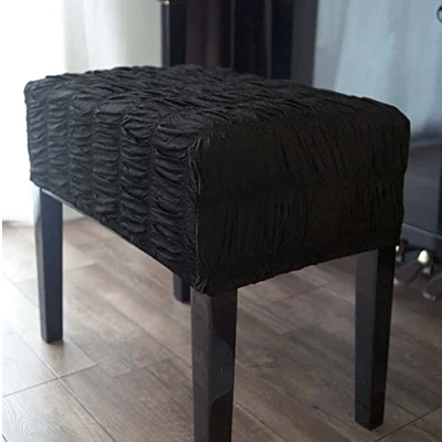 Image of Upright Piano Cover Stool Cover,Dustproof Protective Cloth for Vertical Piano/Stool,Stretch Knitted (one seat cover,Black)