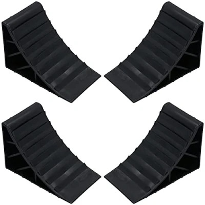 Image of AB Tools 4 Pack Safety Wheel Chocks Blocks Car Trailer Caravan Horsebox Wedge