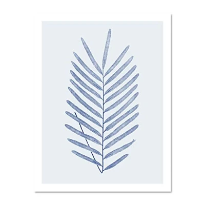 Image of Wee Blue Coo Botanics Cobalt Fern Diversifolium Large White Framed Art Print Wall Poster 18x24 inch