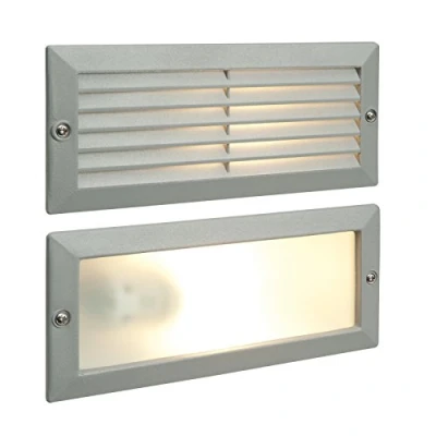 Image of Saxby Eco 40W Grey Die Cast Aluminium Plain &amp; Louvre Outdoor IP44 Garden Recessed Wall Brick Light