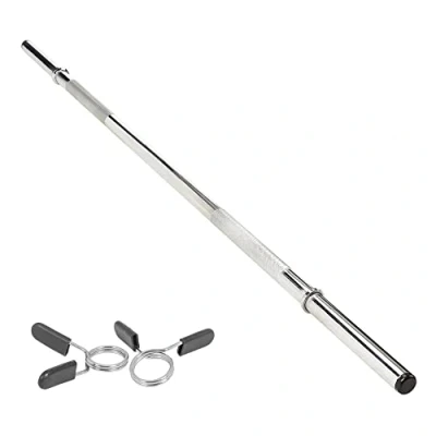 Image of Body Revolution Barbell Bar 1.2m Weight Lifting for 1 Inch Standard Weights Plates Bench Press, Curls, Deadlift and Powerlifting Spinlock or Spring Collar (1.2m Collar)