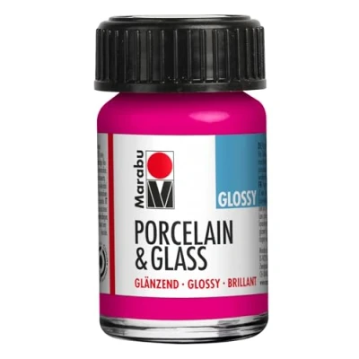 Image of Marabu Porcelain Ceramic &amp; Glass Glossy Paint Raspberry 15ml, For Painting And Stamping Waterbased, Washable, Dishwasher Safe