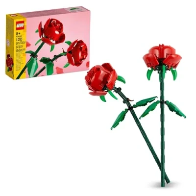 Image of LEGO Roses, Flowers Set, Compatible with Artificial Flower Bouquets from the Botanical Collection, Kids&#039; Bedroom Decor or Accessory, Gift for 8 Plus Year Old Girls and Boys, 40460