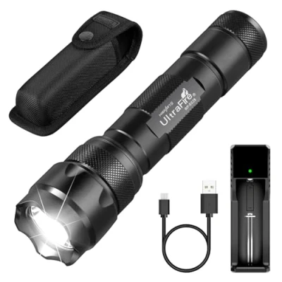 Image of ULTRAFIRE Tactical Torch with Holster Pouch, 1000 Lumen Single Mode LED for Duty Belt, Bright Small Flashlight Law Enforcement Patrol Camping WF 502B