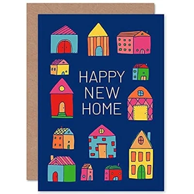 Image of Wee Blue Coo Happy New Home Houses Sealed Greeting Card Plus Envelope Blank inside