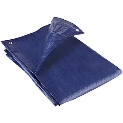 Image of GroundMaster 80gsm Blue Economy Tarpaulin Waterproof Outdoor Fishing Camping Ground Sheet Cover (3.5m x 5.4m (11ft 18ft))