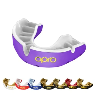 Image of OPRO Gold Level Mouthguard, Adults and Kids Sports Mouth Guard, Featuring Revolutionary Fitting Technology for Boxing, Lacrosse, MMA, Martial Arts, Hockey, All Contact (Purple, Adult)