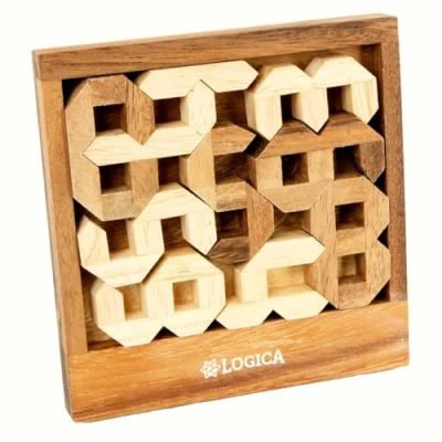 Image of Logica Puzzles Art. Numbers Digigrams Geometric Brain Teaser in Fine Wood Difficulty 4/6 Extreme Euclide Collection