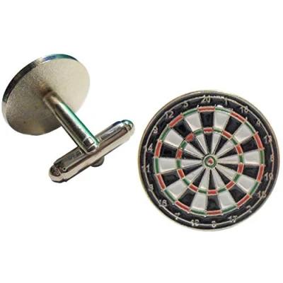 Image of Dartboard Round Dart Board Darts Player Fan Metal Enamel Cufflinks