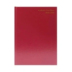 Image of 5 Star Academic Diary Day Per Page A4 Burgundy 2025 2026 KF1A4ABG25
