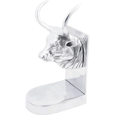 Image of vidaXL Bookends 2 pcs Silver 17x15x27 cm Aluminium Bull