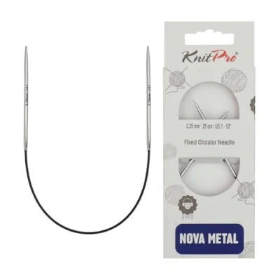 Image of KnitPro KP10972 Nova Metal: Knitting Pins: Circular: Fixed: 25cm x 2.25mm, Electroplated hollow brass, Silver, 25 0.23 cm