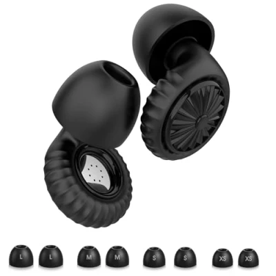 Image of ZYNWEAI Ear Plugs for Sleep, Flexible Silicone Noise Cancelling Plugs,Ear Reduction 25dB 30dB with 8 Tips in XS/S/M/L, Reusable Hearing Protection Black