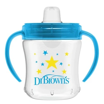 Image of Dr. Brown&#039;s Transition Sippy Cup with Soft Spout Blue 6oz 6m+