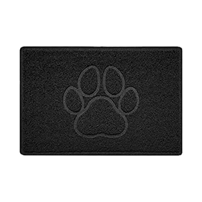Image of Nicoman Paw Embossed Shape Outdoor Only Dirt Trapper Door Mat Washable Barrier Heavy Duty Doormat (Drainage Open Back, Small, Black, 60 x 40cm)